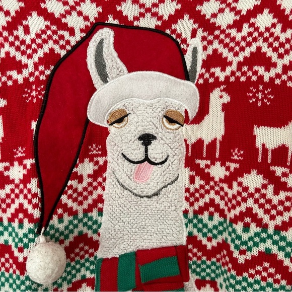 Ugly Christmas Sweater Llama Women Medium Red White Green Alpaca Jolly Party Fun - Picture 2 of 7